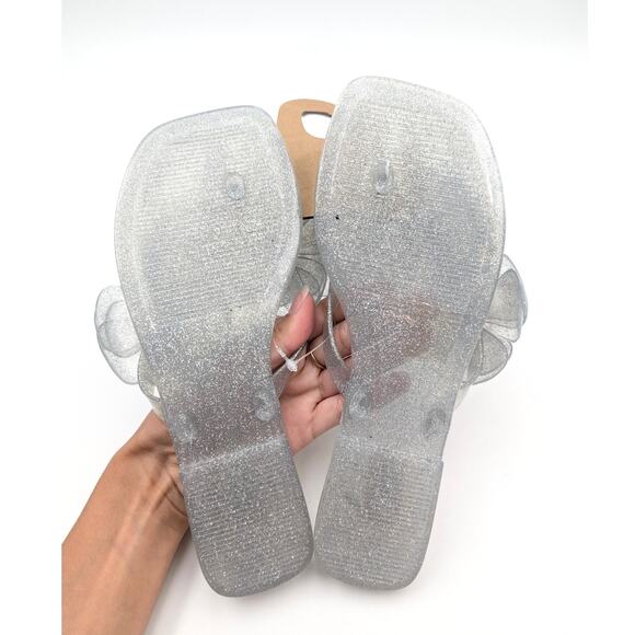 Jeffrey Campbell Fleuris Jelly Flip Flop Thong Sandal Silver Size US8 EU39 - Picture 7 of 11
